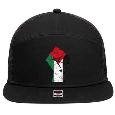 Fist of Palestine Free Palestine 7 Panel Mesh Trucker Snapback Hat