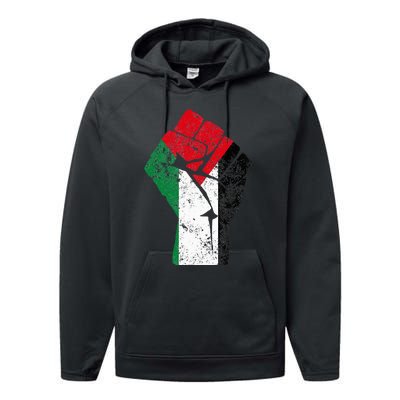 Fist of Palestine Free Palestine Performance Fleece Hoodie