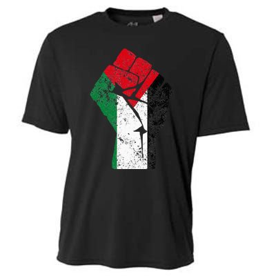 Fist of Palestine Free Palestine Cooling Performance Crew T-Shirt