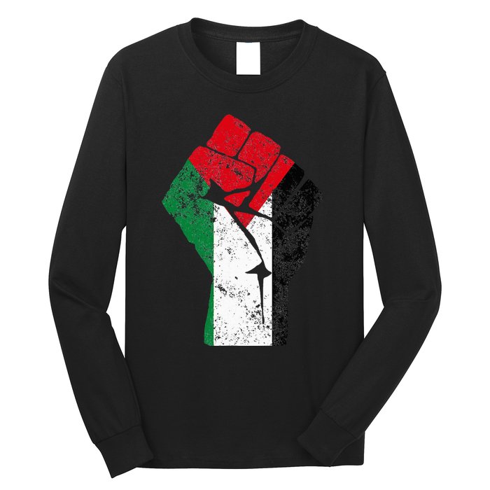 Fist of Palestine Free Palestine Long Sleeve Shirt