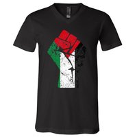 Fist of Palestine Free Palestine V-Neck T-Shirt