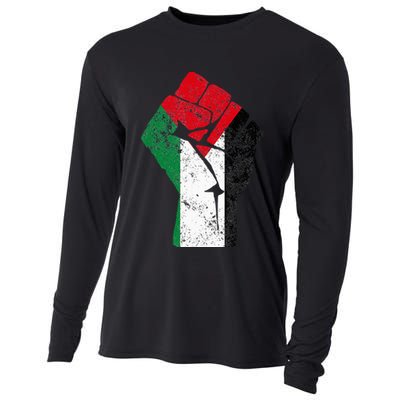 Fist of Palestine Free Palestine Cooling Performance Long Sleeve Crew
