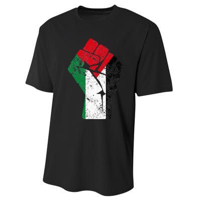 Fist of Palestine Free Palestine Performance Sprint T-Shirt