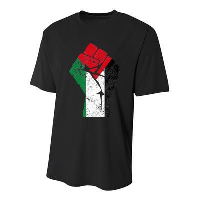 Fist of Palestine Free Palestine Youth Performance Sprint T-Shirt