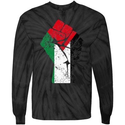 Fist of Palestine Free Palestine Tie-Dye Long Sleeve Shirt