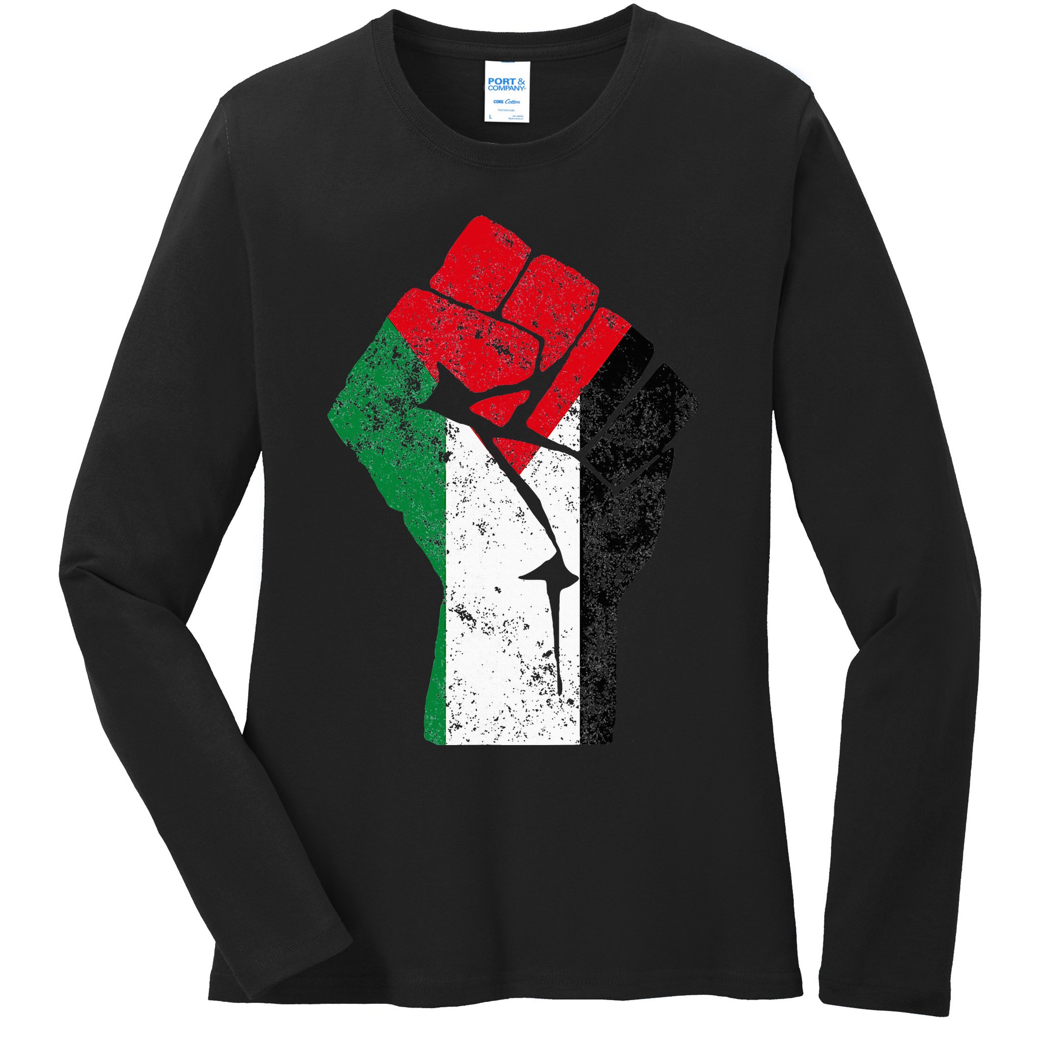 Fist of Palestine Free Palestine Ladies Long Sleeve Shirt