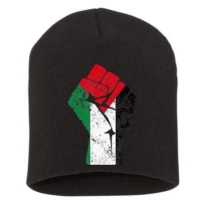 Fist of Palestine Free Palestine Short Acrylic Beanie