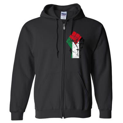 Fist of Palestine Free Palestine Full Zip Hoodie