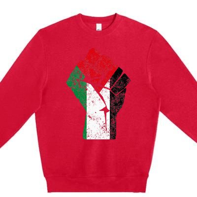 Fist of Palestine Free Palestine Premium Crewneck Sweatshirt