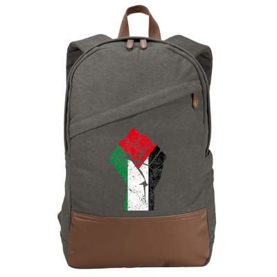 Fist of Palestine Free Palestine Cotton Canvas Backpack