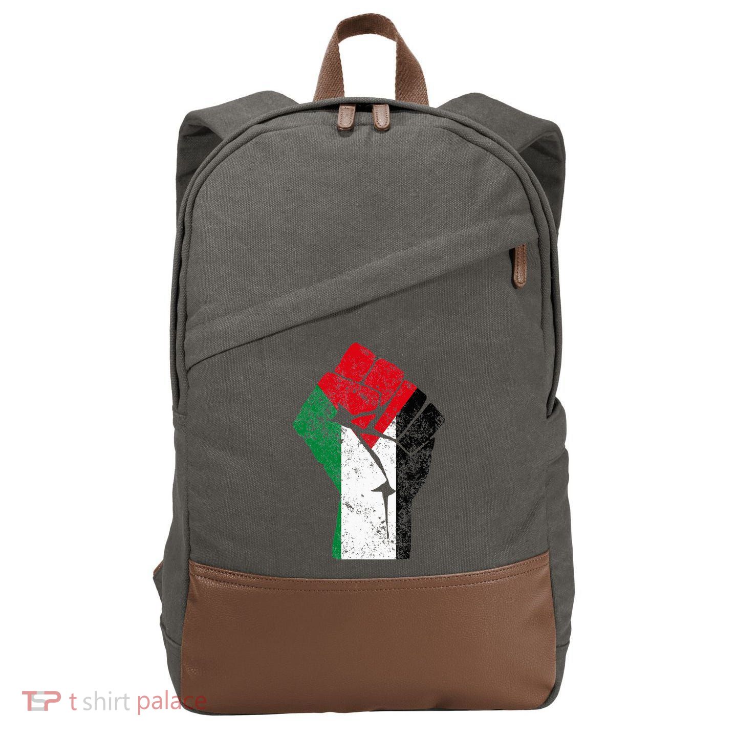 Fist of Palestine Free Palestine Cotton Canvas Backpack