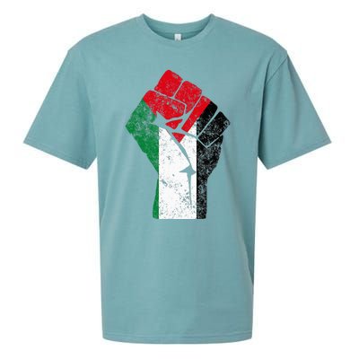 Fist of Palestine Free Palestine Sueded Cloud Jersey T-Shirt