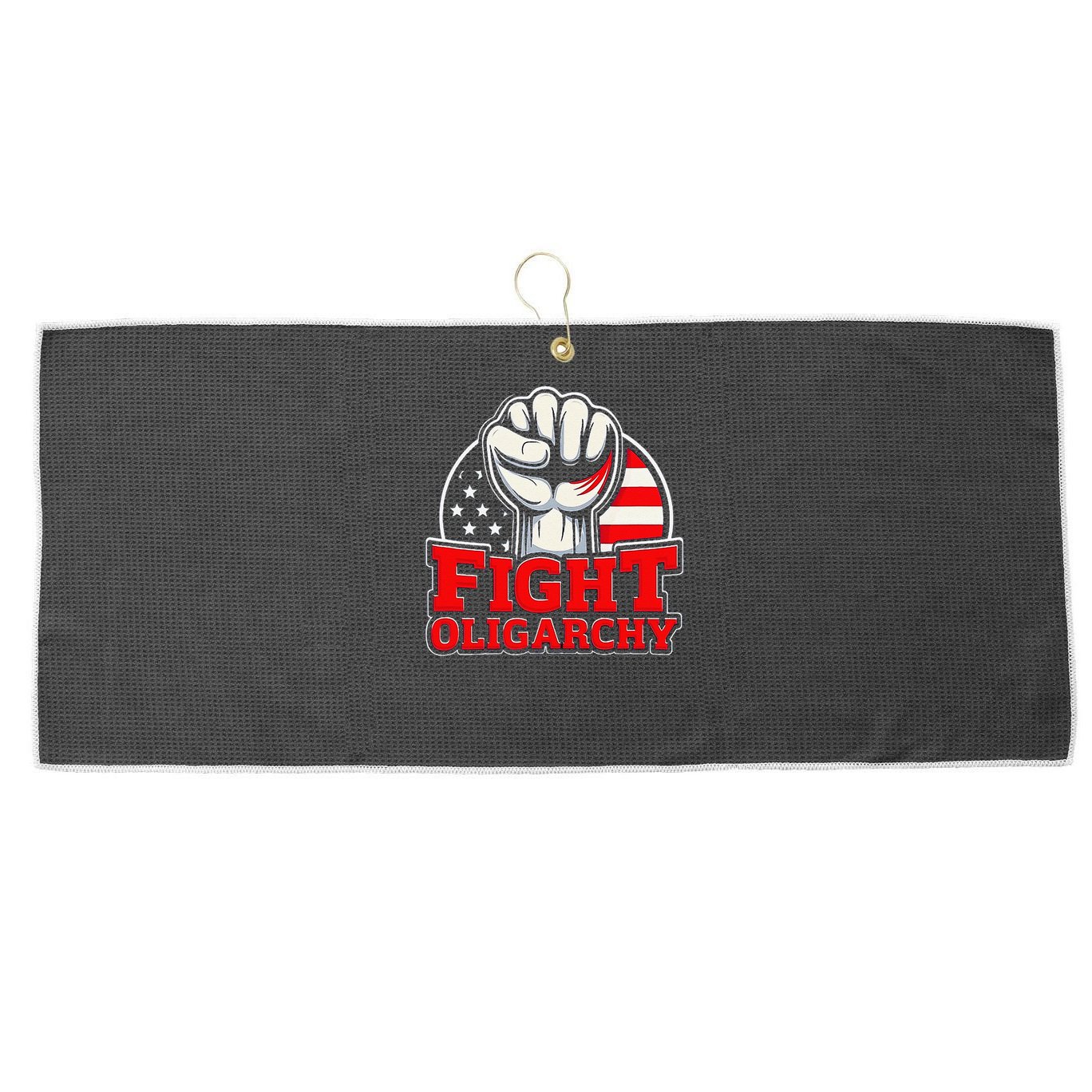 Fight Oligarchy Protest Large Microfiber Waffle Golf Towel