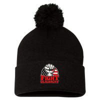 Fight Oligarchy Protest Pom Pom 12in Knit Beanie