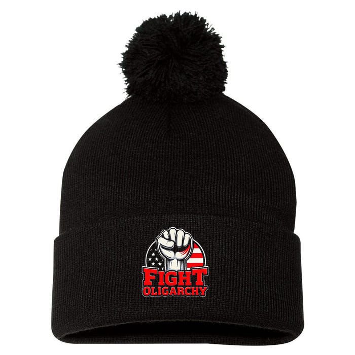 Fight Oligarchy Protest Pom Pom 12in Knit Beanie
