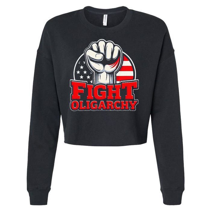 Fight Oligarchy Protest Cropped Pullover Crew