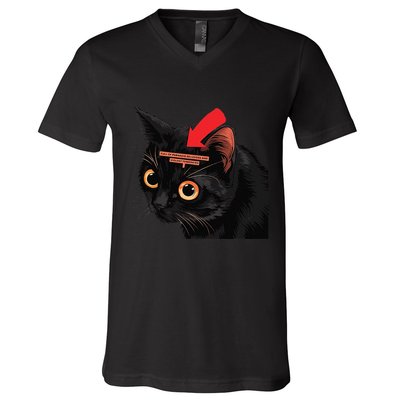 Full Of Paranoid Delusions And Violent Funny Meme Cat V-Neck T-Shirt