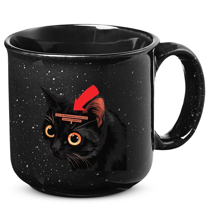 Full Of Paranoid Delusions And Violent Funny Meme Cat 15oz Campfire Ceramic Mug