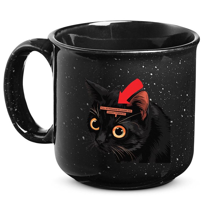 Full Of Paranoid Delusions And Violent Funny Meme Cat 15oz Campfire Ceramic Mug