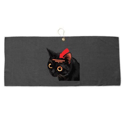 Full Of Paranoid Delusions And Violent Funny Meme Cat Large Microfiber Waffle Golf Towel