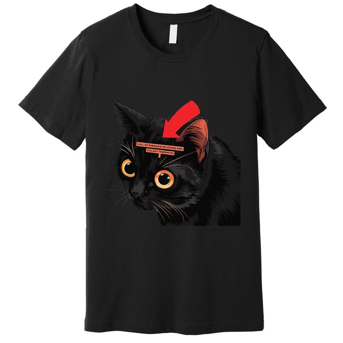 Full Of Paranoid Delusions And Violent Funny Meme Cat Premium T-Shirt
