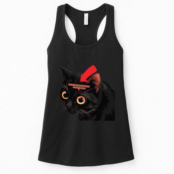 Full Of Paranoid Delusions And Violent Funny Meme Cat Womens Tank Top
