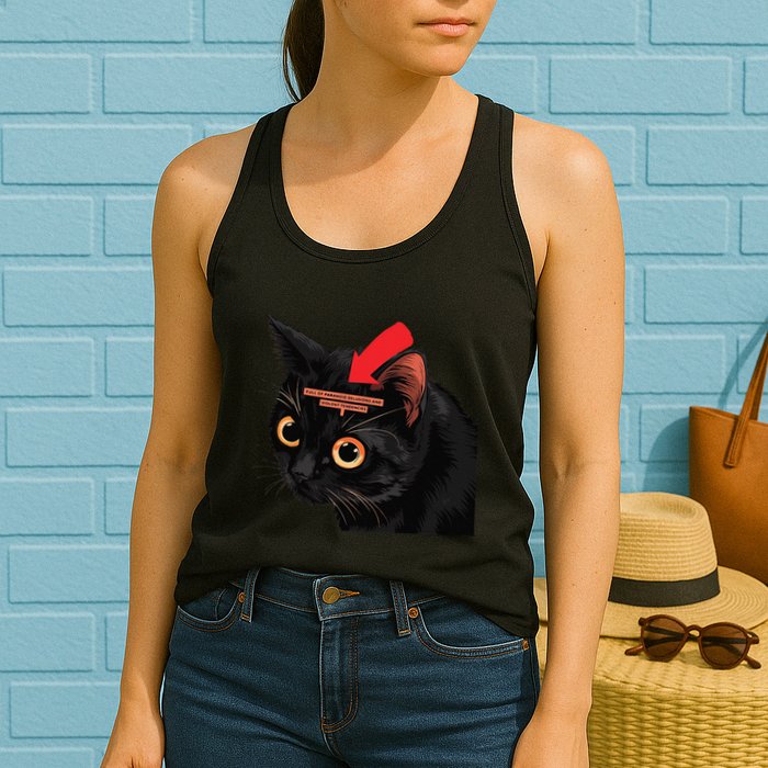 Full Of Paranoid Delusions And Violent Funny Meme Cat Womens Tank Top