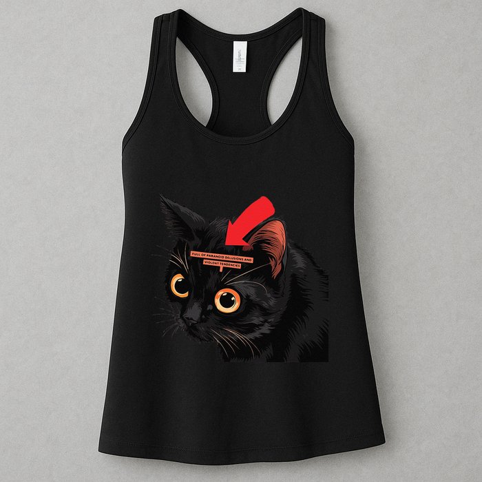 Full Of Paranoid Delusions And Violent Funny Meme Cat Womens Tank Top