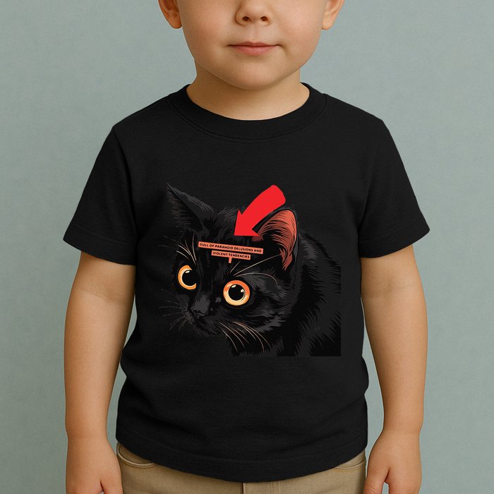 Full Of Paranoid Delusions And Violent Funny Meme Cat Toddler T-Shirt