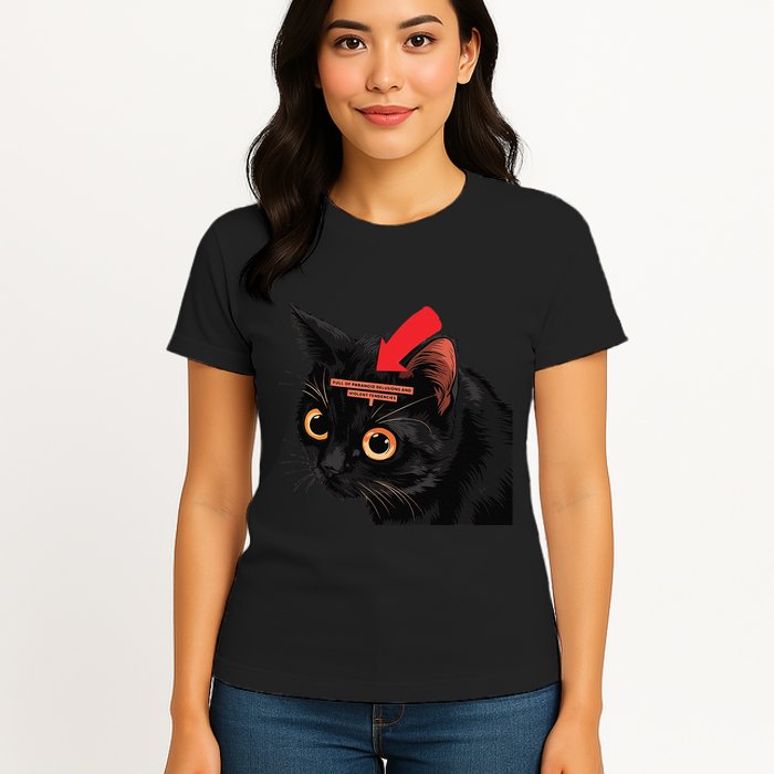Full Of Paranoid Delusions And Violent Funny Meme Cat Womens T-Shirt