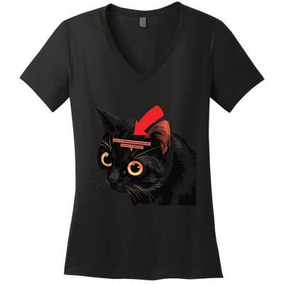 Full Of Paranoid Delusions And Violent Funny Meme Cat Women's V-Neck T-Shirt