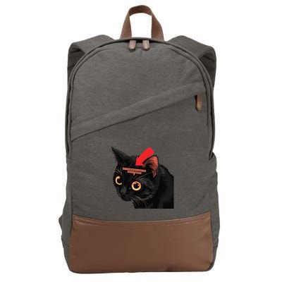 Full Of Paranoid Delusions And Violent Funny Meme Cat Cotton Canvas Backpack