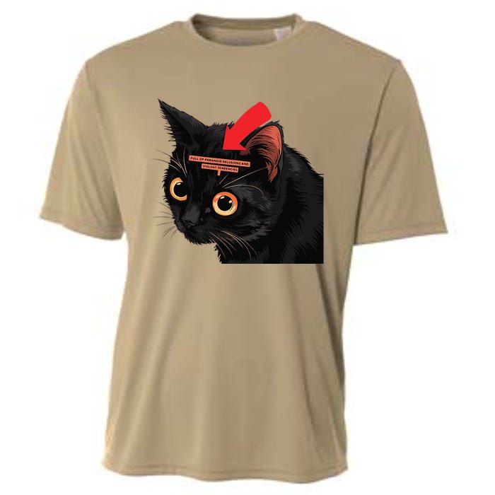 Full Of Paranoid Delusions And Violent Funny Meme Cat Cooling Performance Crew T-Shirt