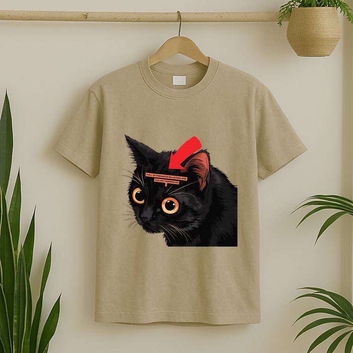Full Of Paranoid Delusions And Violent Funny Meme Cat T-Shirt