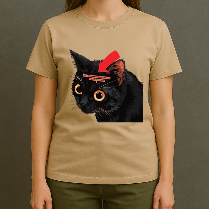 Full Of Paranoid Delusions And Violent Funny Meme Cat T-Shirt