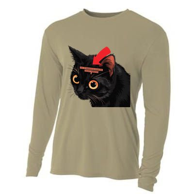 Full Of Paranoid Delusions And Violent Funny Meme Cat Cooling Performance Long Sleeve Crew