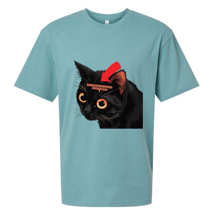 Full Of Paranoid Delusions And Violent Funny Meme Cat Sueded Cloud Jersey T-Shirt