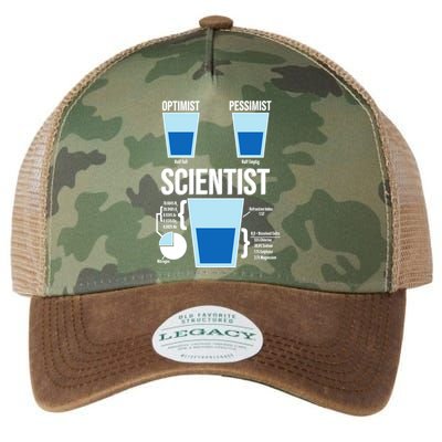 Funny Optimist Pessimist Scientist Legacy Tie Dye Trucker Hat