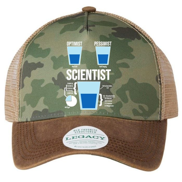 Funny Optimist Pessimist Scientist Legacy Tie Dye Trucker Hat