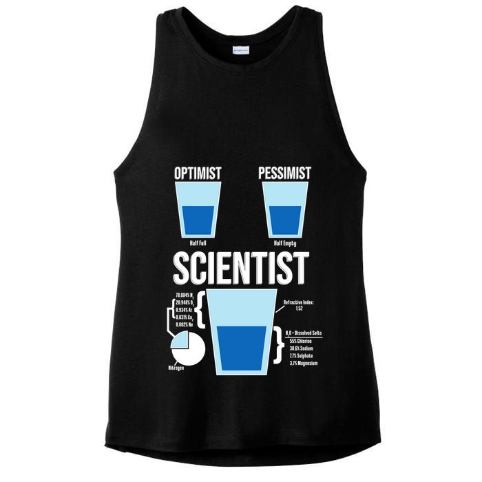 Funny Optimist Pessimist Scientist Ladies PosiCharge Tri-Blend Wicking Tank