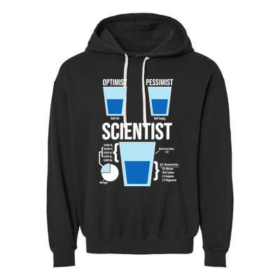 Funny Optimist Pessimist Scientist Garment-Dyed Fleece Hoodie
