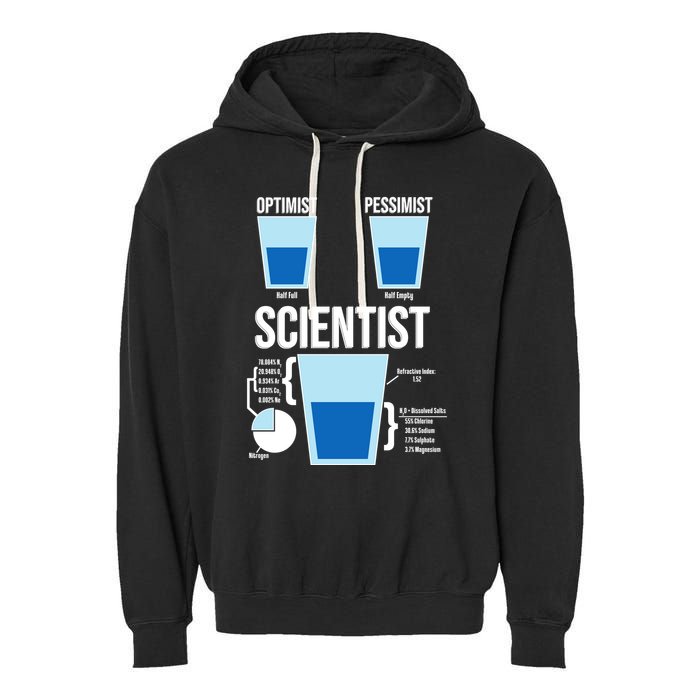 Funny Optimist Pessimist Scientist Garment-Dyed Fleece Hoodie