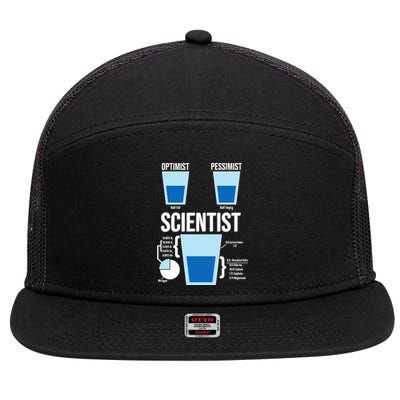 Funny Optimist Pessimist Scientist 7 Panel Mesh Trucker Snapback Hat