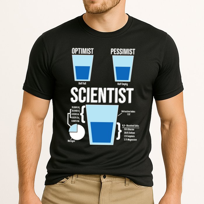 Funny Optimist Pessimist Scientist Performance Shirt