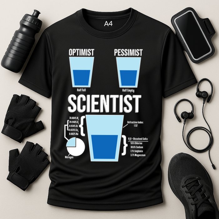 Funny Optimist Pessimist Scientist Performance Shirt
