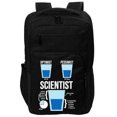 Funny Optimist Pessimist Scientist Impact Tech Backpack