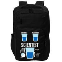 Funny Optimist Pessimist Scientist Impact Tech Backpack