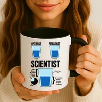 Funny Optimist Pessimist Scientist Mug