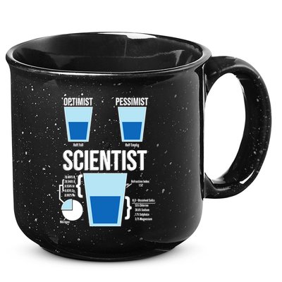 Funny Optimist Pessimist Scientist 15oz Campfire Ceramic Mug
