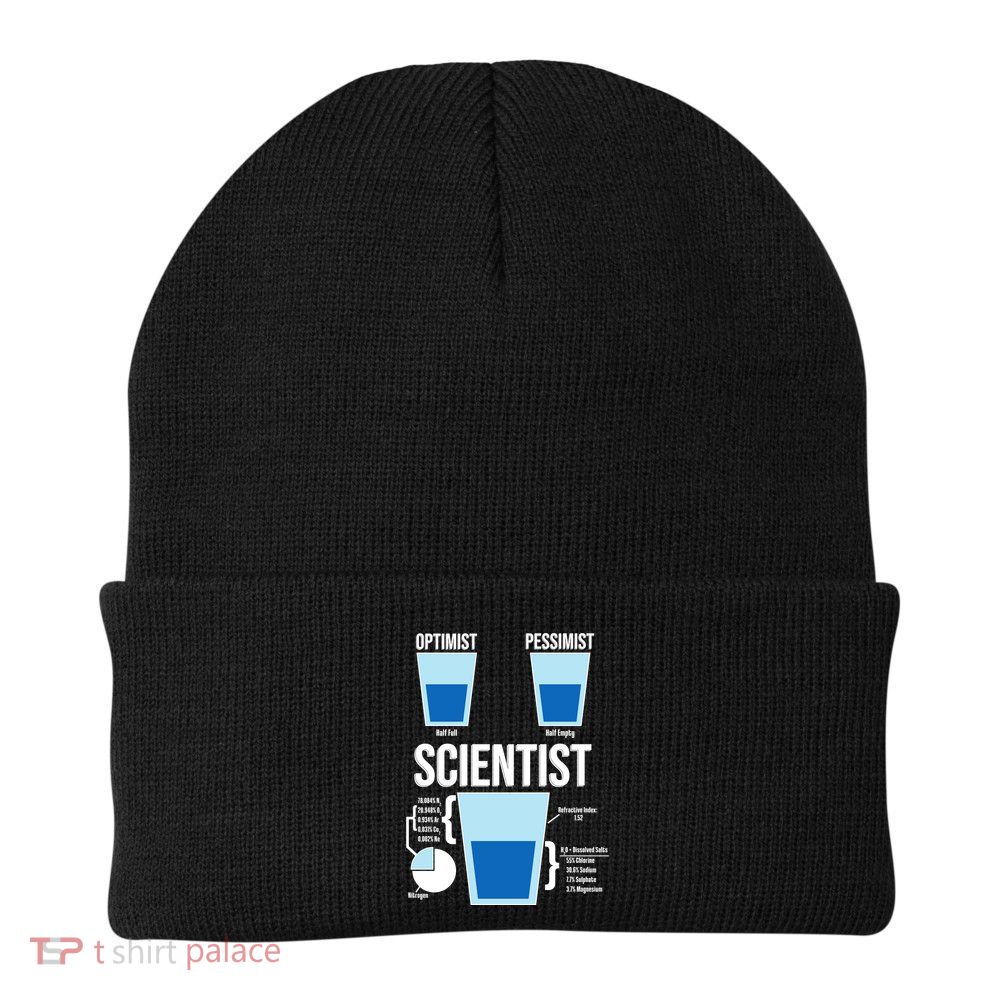 Funny Optimist Pessimist Scientist Beanie
